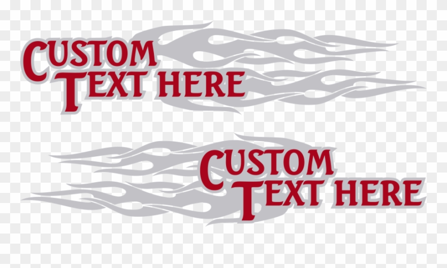 Motorcycle Flaming Text Outline Gas Tank Decals - Motorcycle Clipart