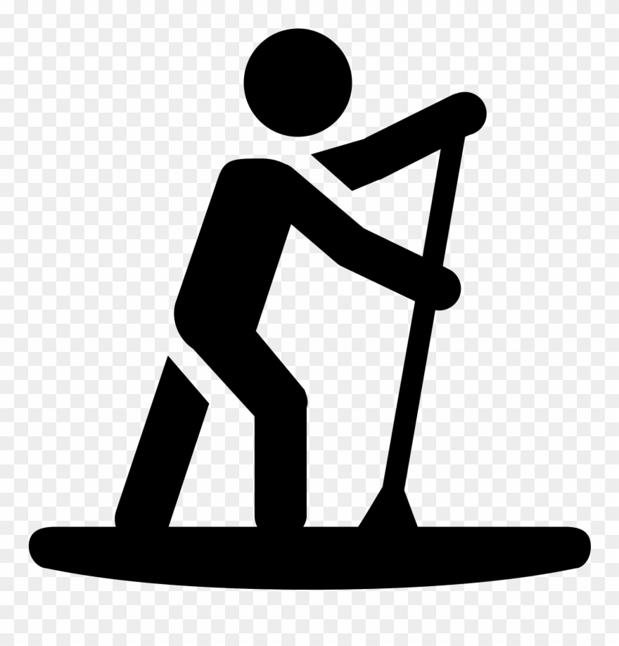 This Is A Drawing Of A Man By Himself On A Boat - Stand Up Paddle Icon Clipart