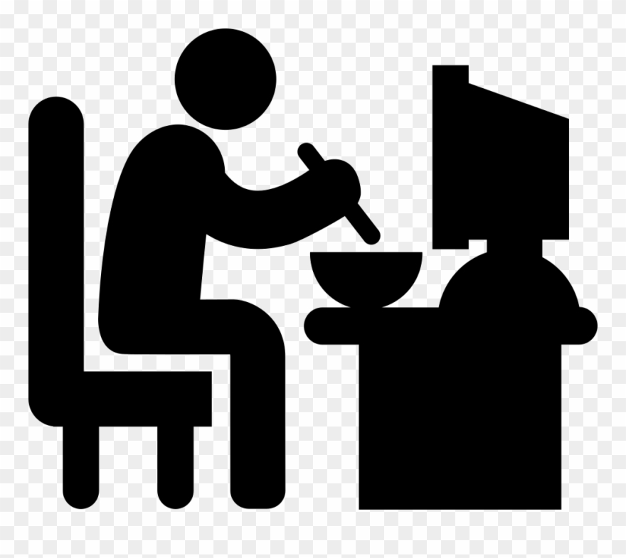 Man Sitting In His Eating Lunch Svg - Man On Computer Logo Clipart