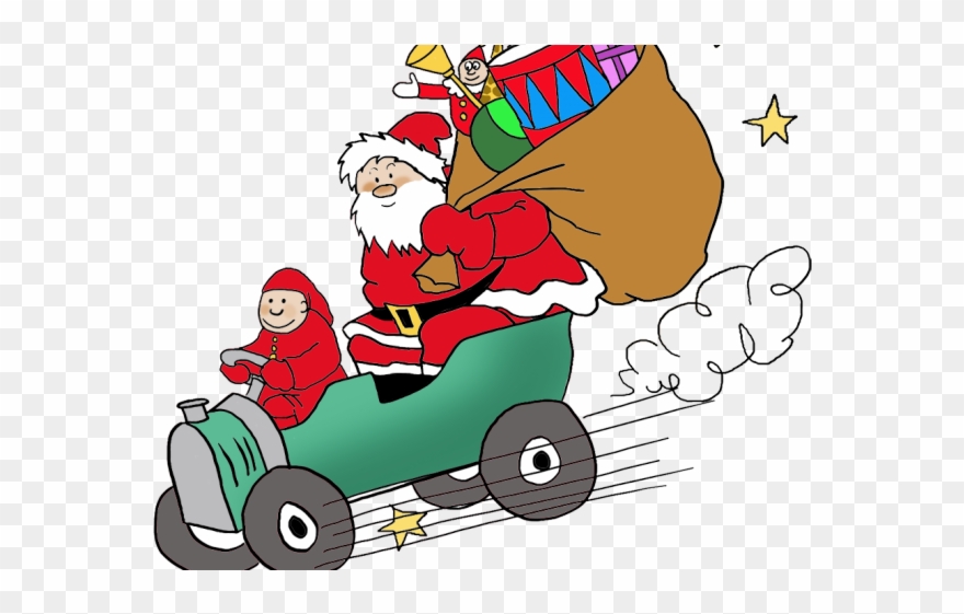 Drawn Santa Car - Santa In A Car Clip Art - Png Download