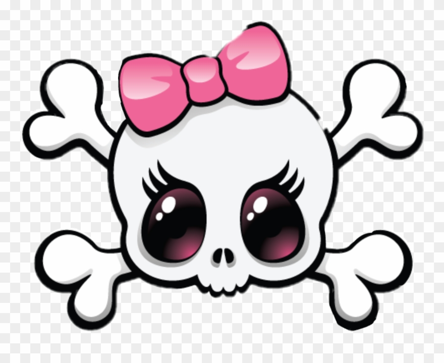 Report Abuse - Skull With Pink Bow Clipart