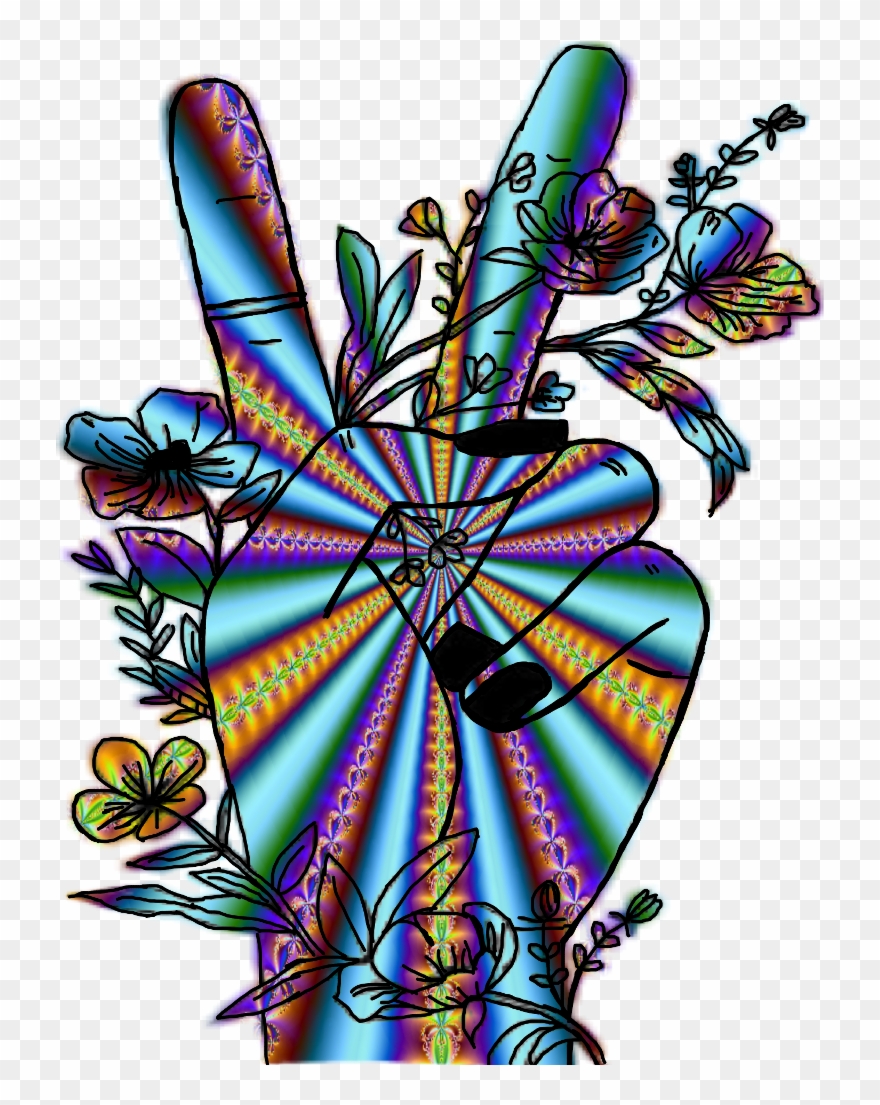 Peace Hippie Trippy Psychedelic Hand Signlanguage Peace - Hippie Clipart