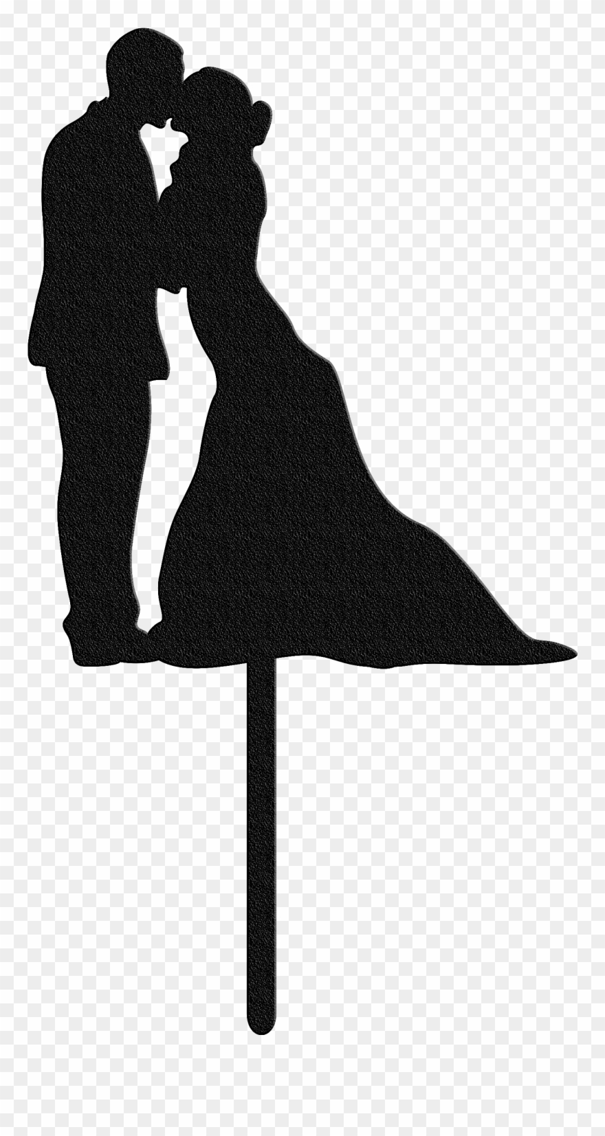 Bluewater Decor Wedding Couple Cake Topper Black - Wedding Cake Toppers Silhouette Clipart - Png Download