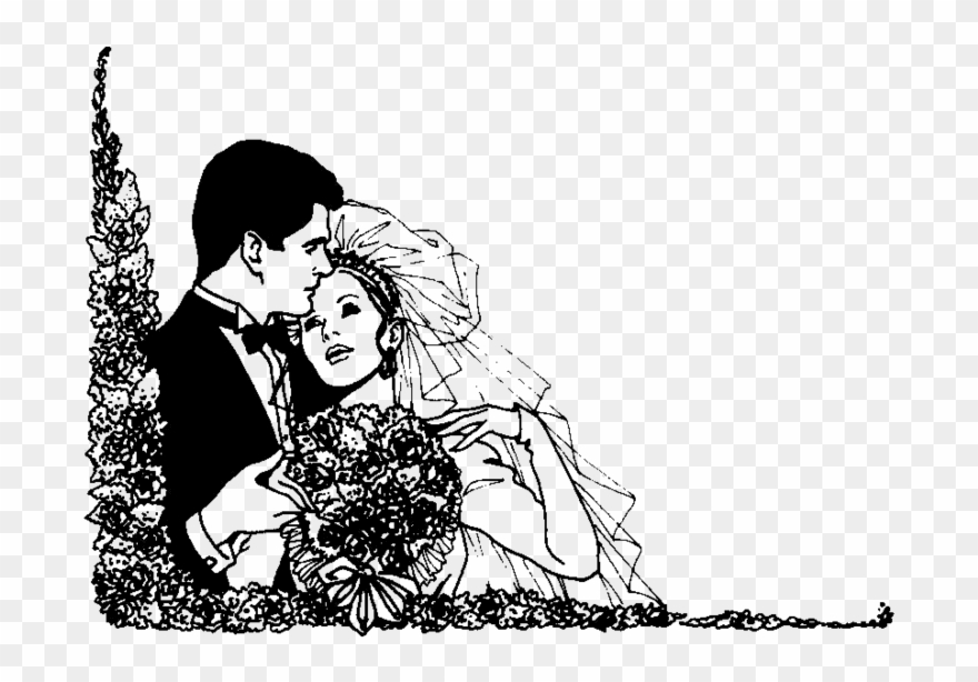 Bride And Groom Silhouettes - Illustration Clipart