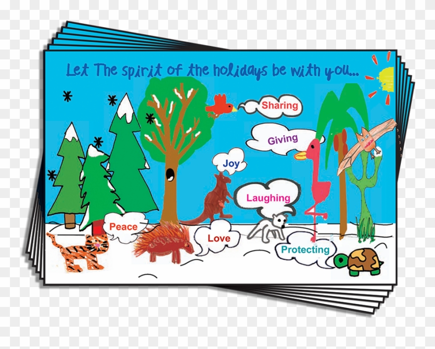 Kse “let The Spirit Of The Holidays Be With You ” Postcards - Cartoon Clipart