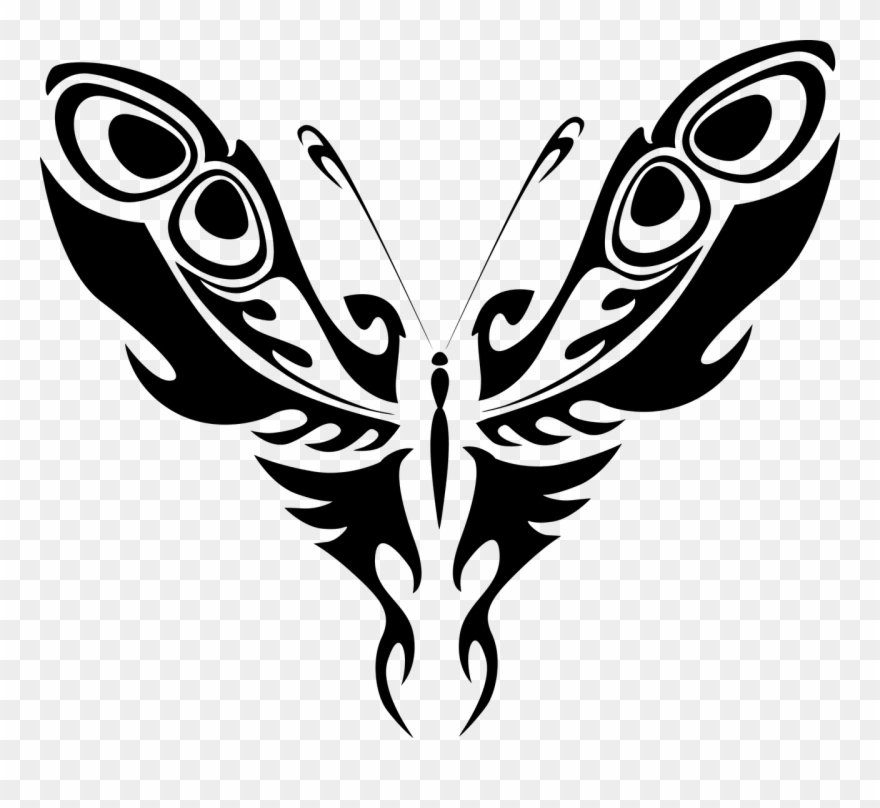 Abstract Animal Black Butterfly Png Image - Butterfly Tribal Clipart