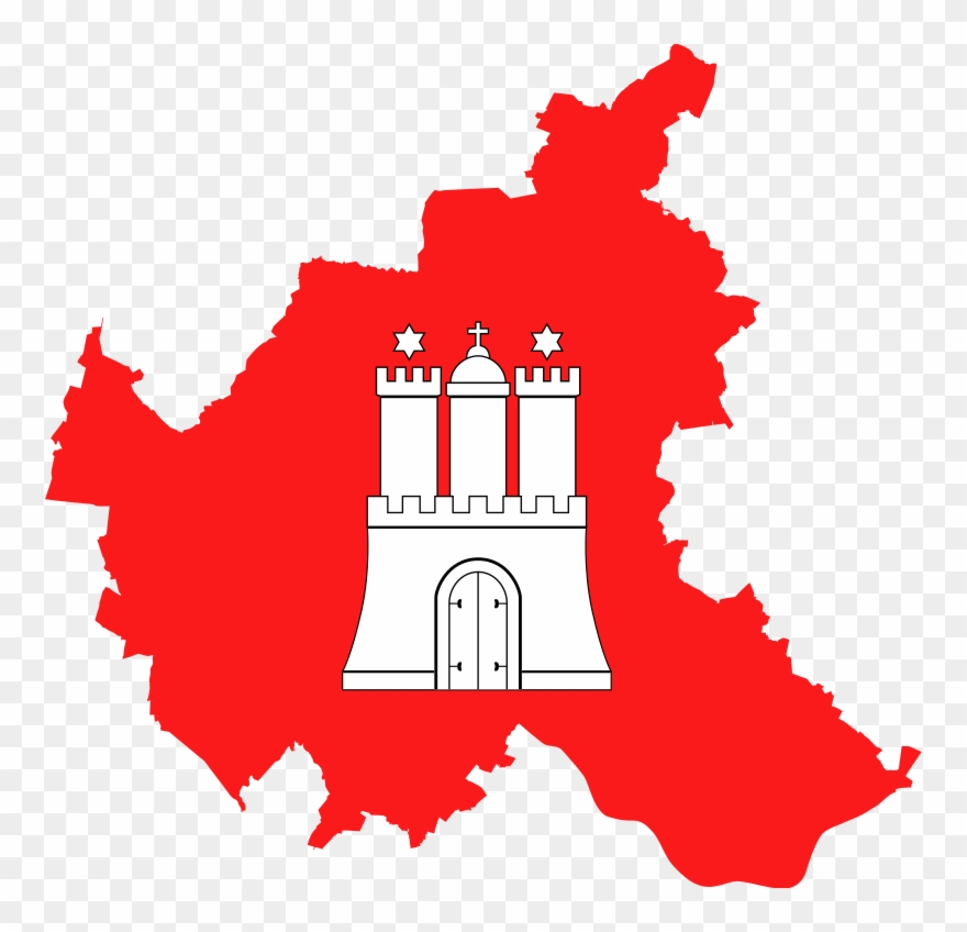 Flag Map Of Hamburg - Hamburg Flag Map Clipart