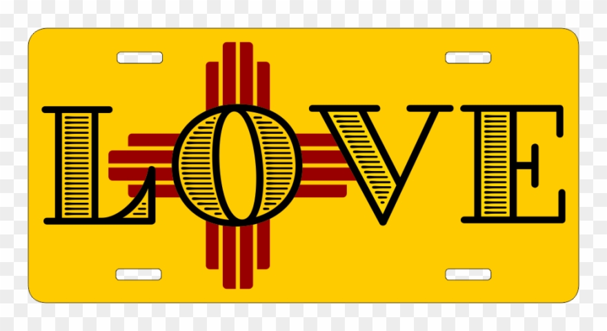 Love Zia License Plate - Flag Of New Mexico Clipart