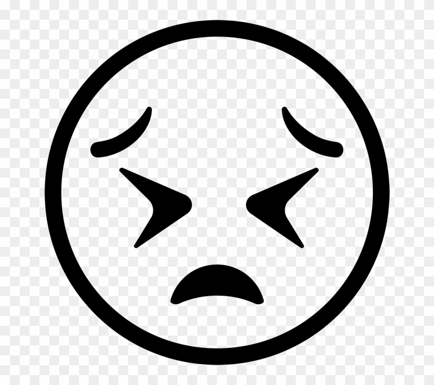 Tired Face Emoji Rubber Stamp - Emoji Png Black And White Clipart