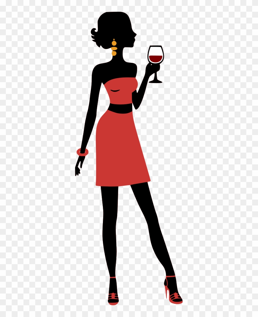 Cocktail Girl - Silhouette In A Bikini Clipart