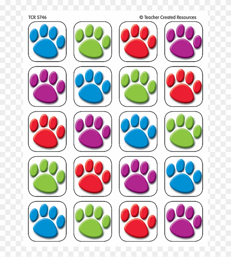 Tcr5746 Colorful Paw Prints Stickers Image - Teacher Created Resources Stickers, Colorful Paw Prints, Clipart