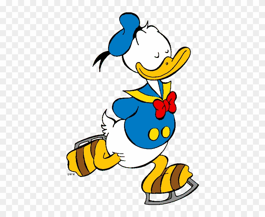 Donald Duck On Computer Ice Skating - Donald Duck On Ice Skates Clipart