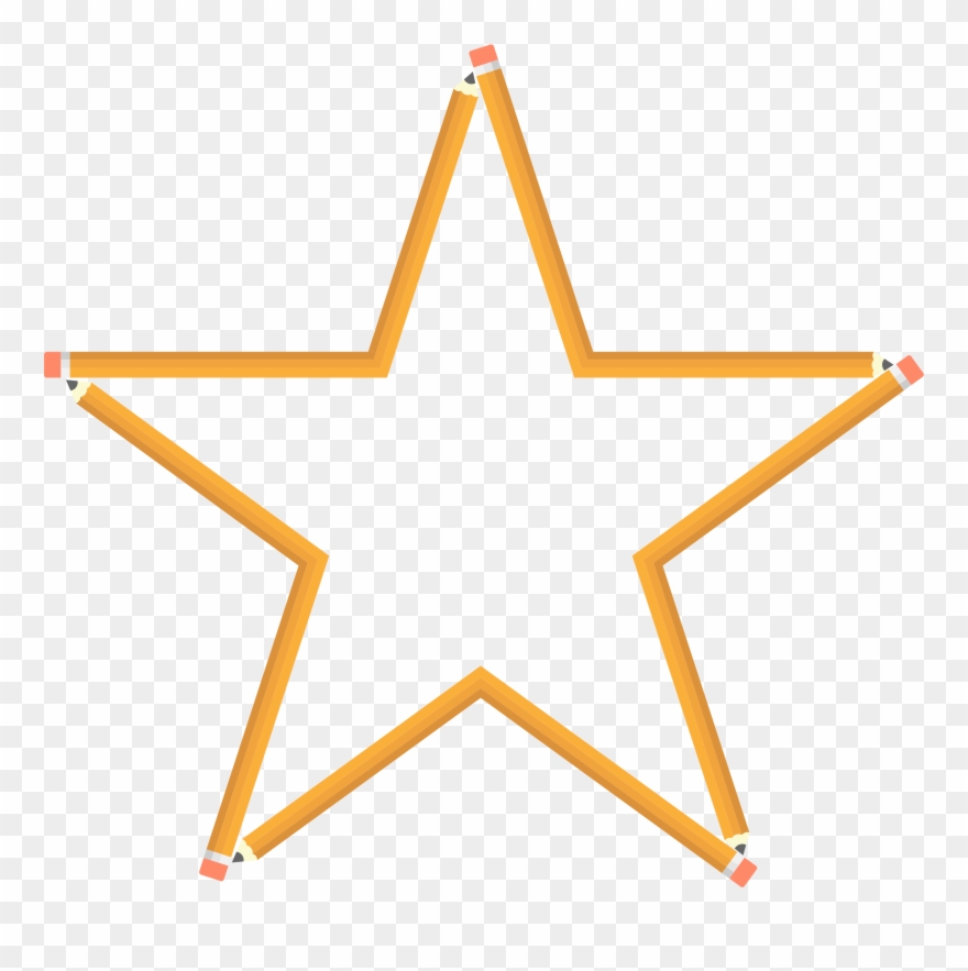 Pencil Star Black And White Stock - Star Outline Vector Png Clipart