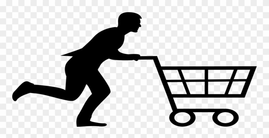 Errands And Shopping - Man With Shopping Cart Png Clipart