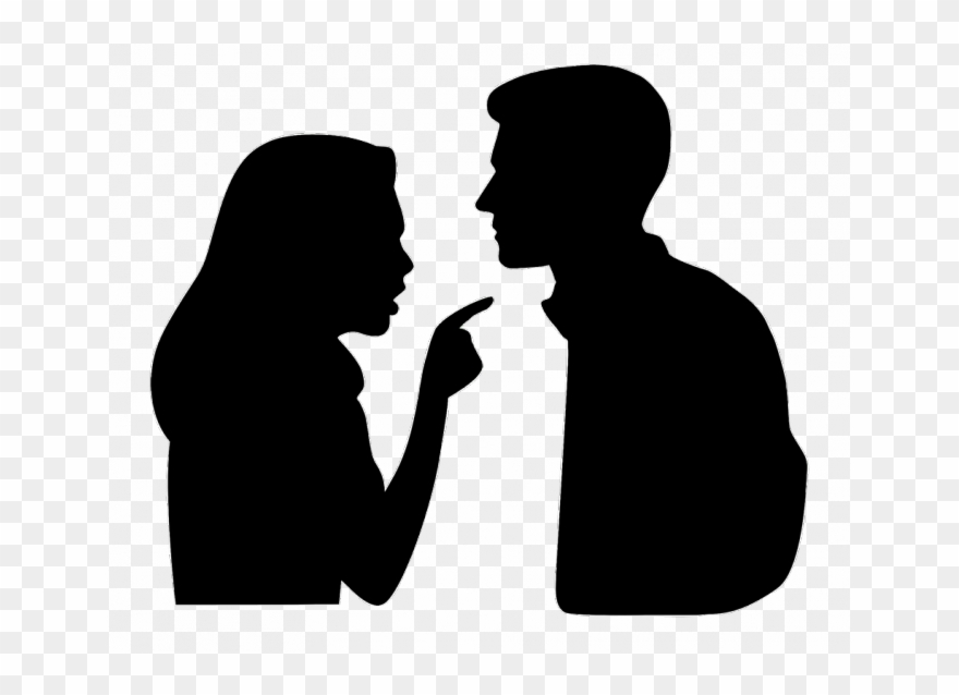 Couple Arguing Silhouette - Wife And Husband Silhouette Clipart