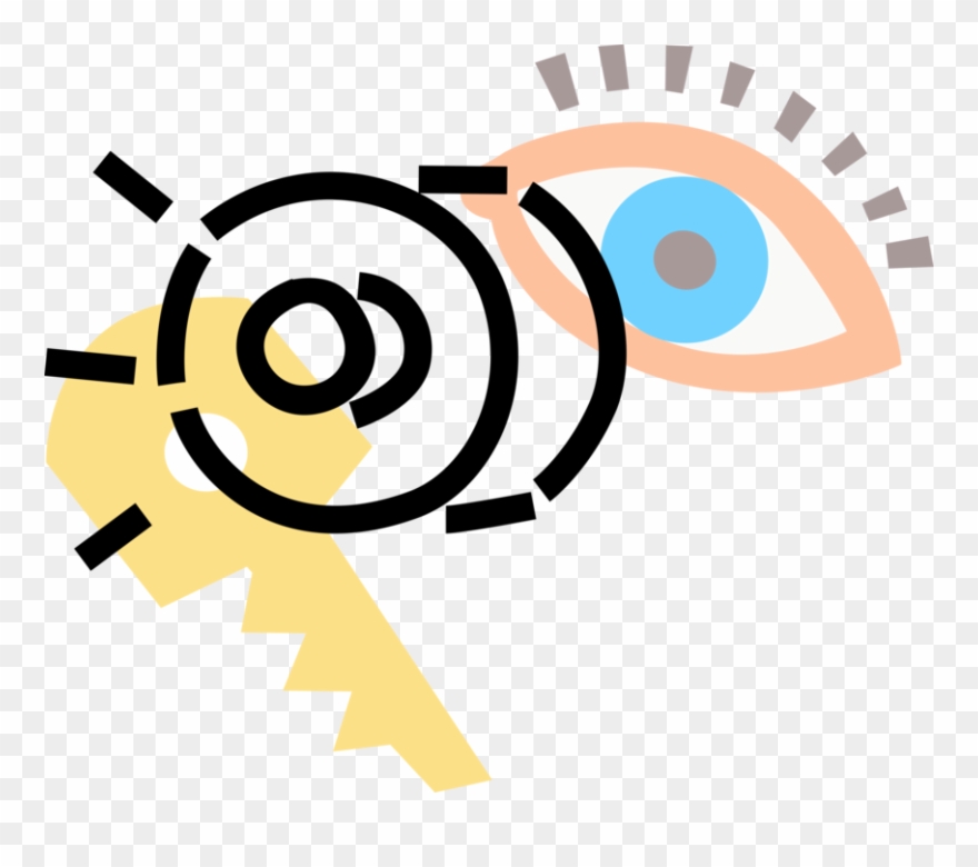 Vector Illustration Of Eyeball, Security Key, Contact - Vector Graphics Clipart