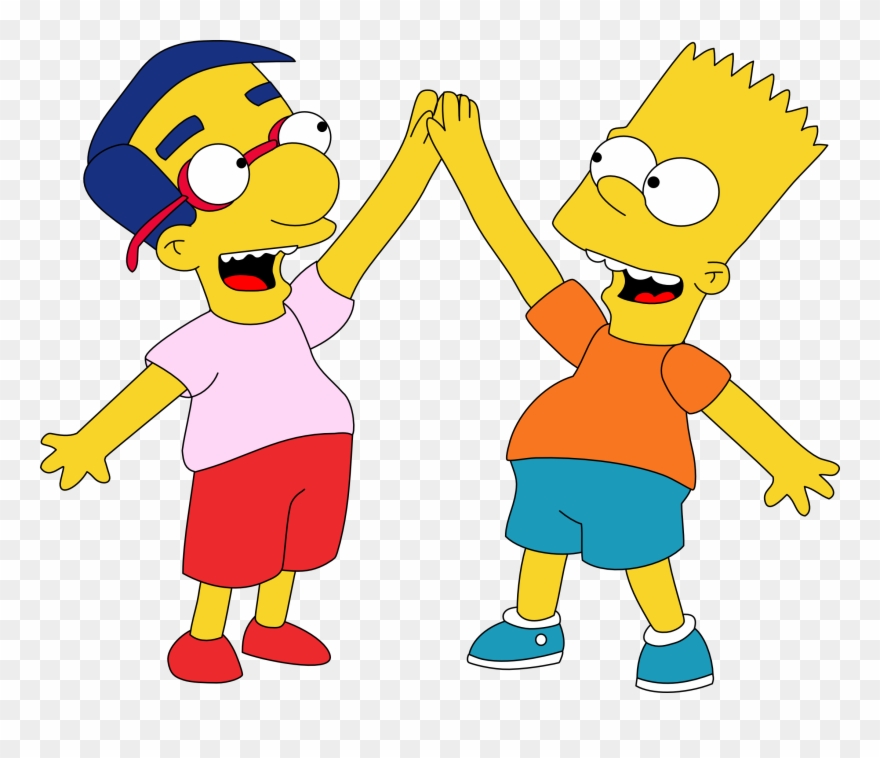 Best Friends Cartoon Images - Bart Simpson And Milhouse Clipart