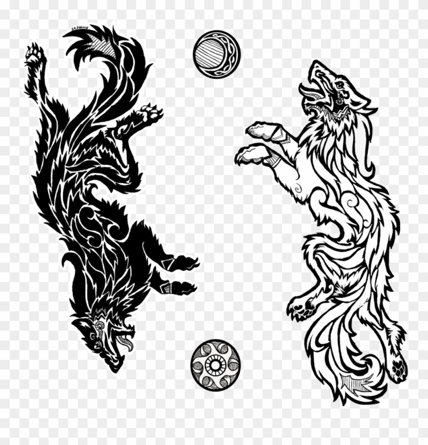 Ax Drawing Norse Clip Art Freeuse - Norse Wolf Tattoo Designs - Png Download