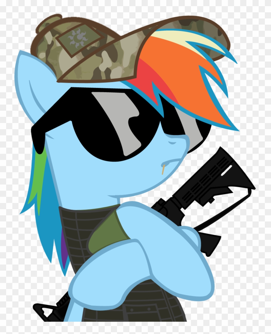 Rainbow Dash Rarity Fluttershy Applejack Pony Mammal - Rainbow Dash With Gun Clipart