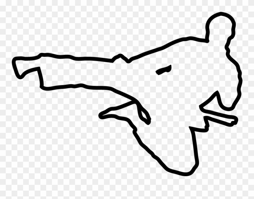 Adult Taekwondo - Line Art Clipart