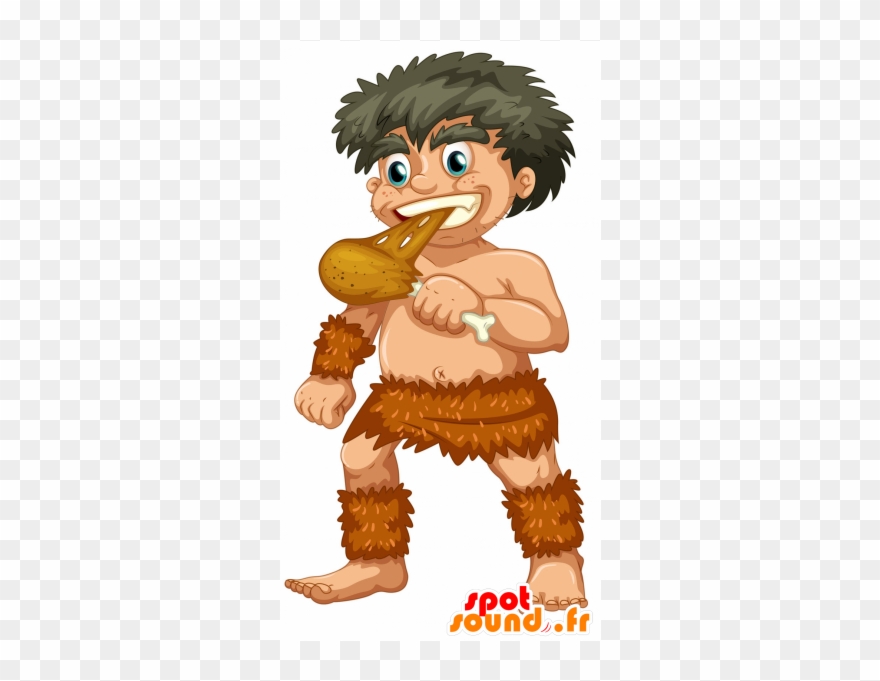 Man Mascot Cro-magnon, Caveman - Someone Eating Chicken And Rice Clipart