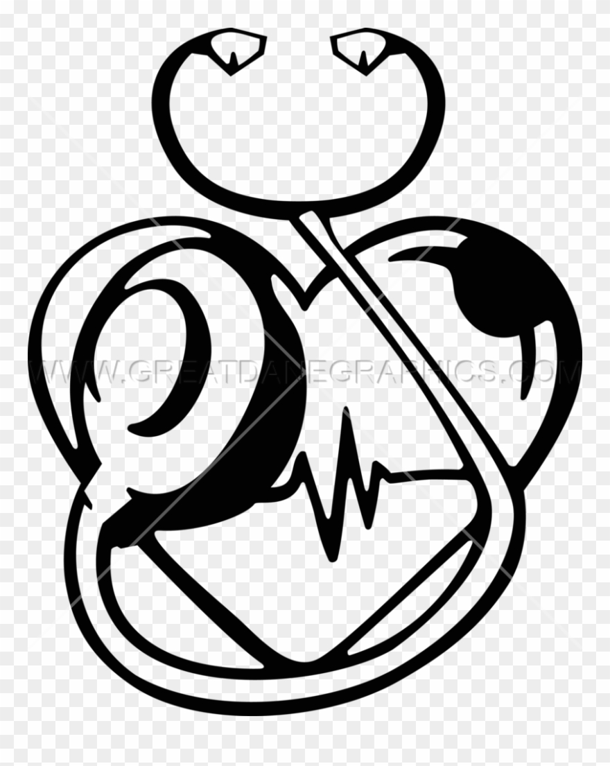 Stethoscope & Heart - Printed T-shirt Clipart
