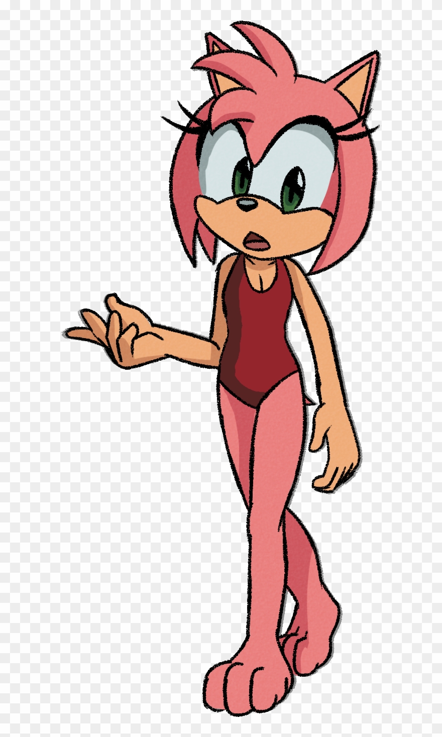 The Sonic Boom Version Of Amy Rose Wearing A Red One-piece - Amy Rose Classic Clipart