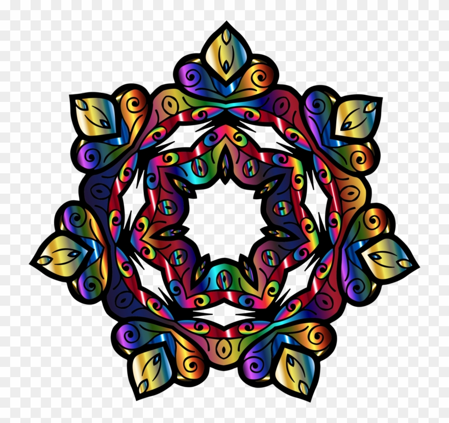 Symmetry Kaleidoscope Line Flower - Yoga Clipart