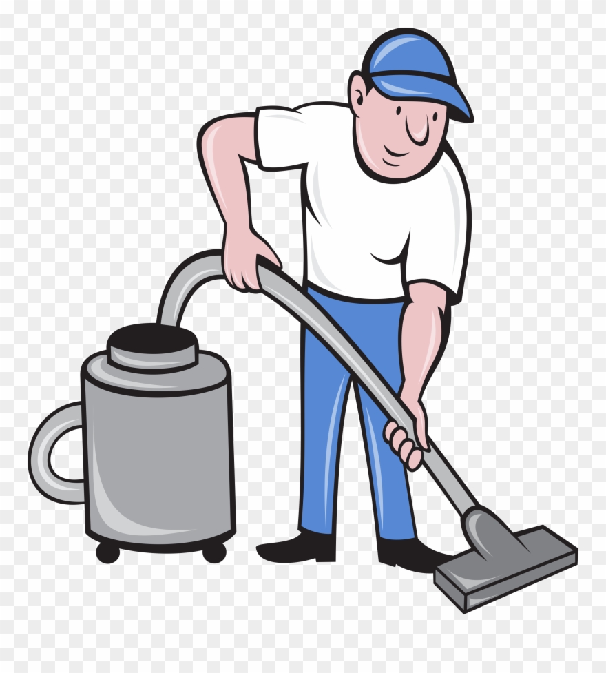 Clip Art Transparent Stock Male Cleaner Vacuuming Cleaning - Vacuum The Carpets - Png Download