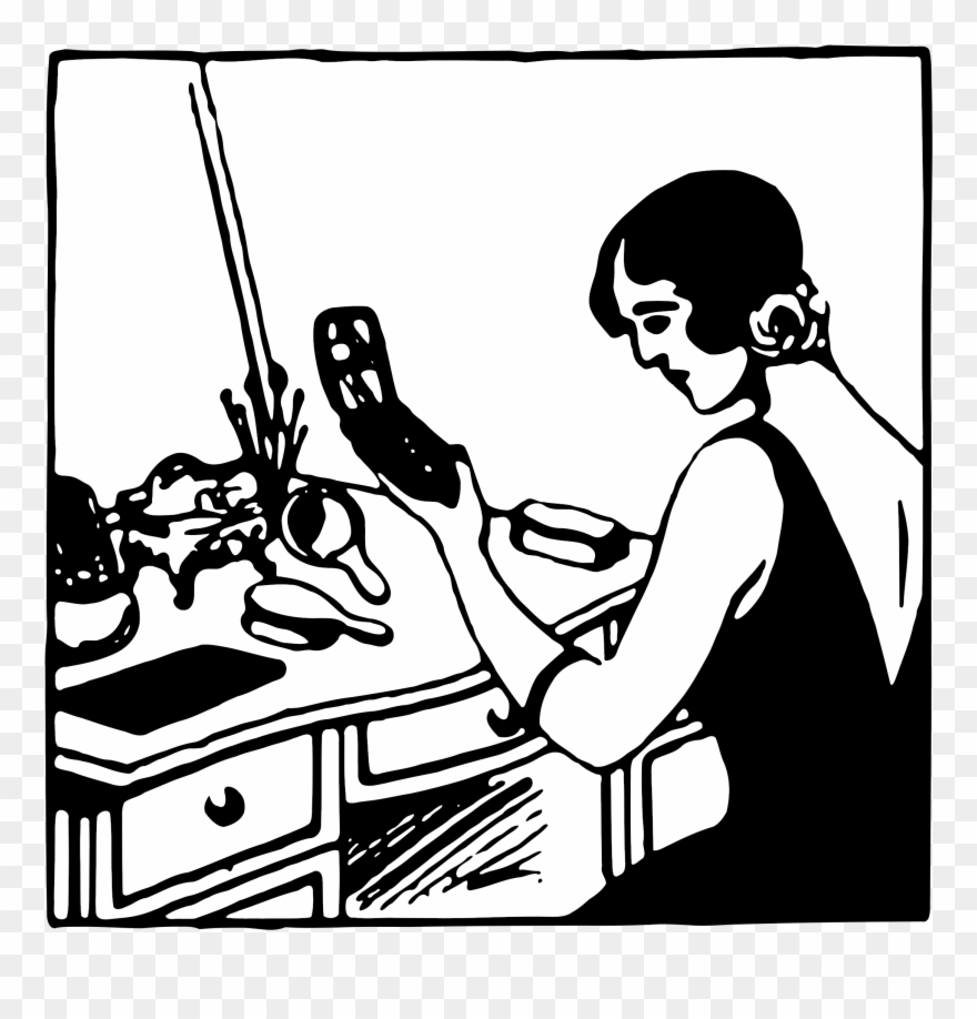 Woman At Big Image - Cartoon Clipart