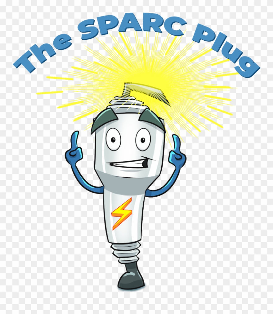 Cartoon Of Spark Plug Pointing To Text "the Sparc - Spark Plug Clipart