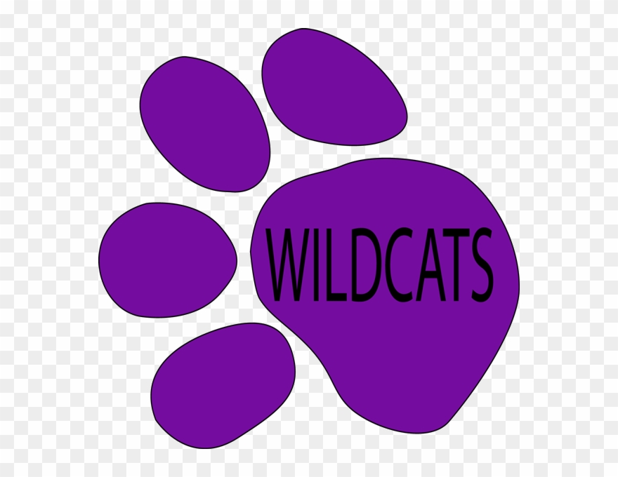 Wildcats Purple Paw Print Clipart