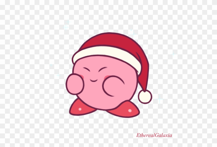 "santa Hat Kirby 💖 - Kirby In A Santa Hat Clipart