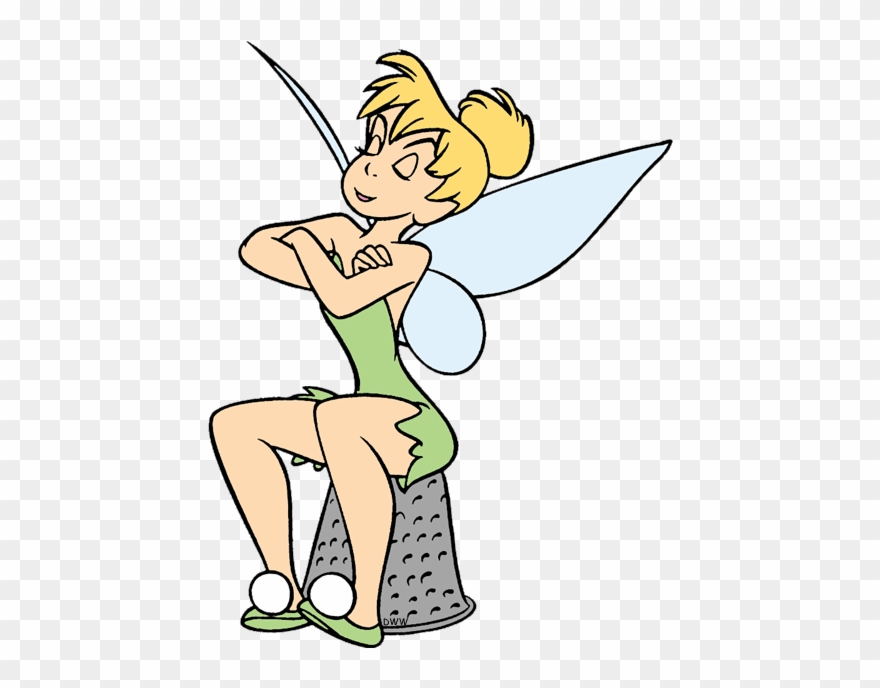 Tinker Bell Sitting On A Thimble - Tinkerbell Coloring Pages Clipart