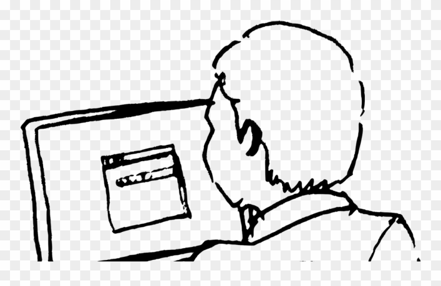Person On Computer Drawing Clipart