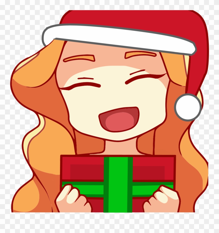 Happy Emote With A Red And Green Present And A Red - Emote Clipart