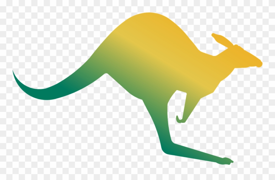 Australia, Kangaroo Animal Jump Australia Symbol Gold - Green And Gold Kangaroo Clipart