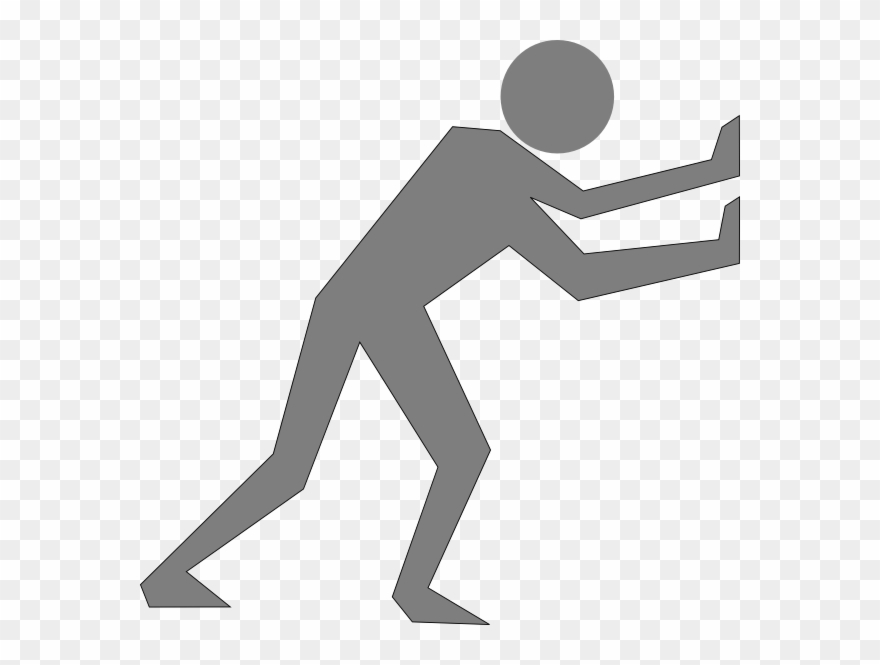 Cartoon Man Pushing A Wall Clipart