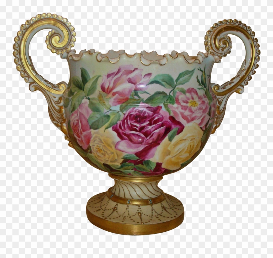 Spectacular Ornate Antique American Belleek Jardiniere - Porcelain Clipart