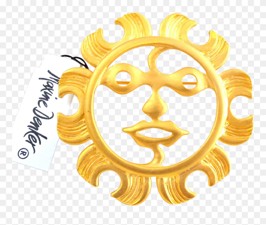Vintage Maxine Denker Modern Tribal Sun Face Pin Original - Face Clipart