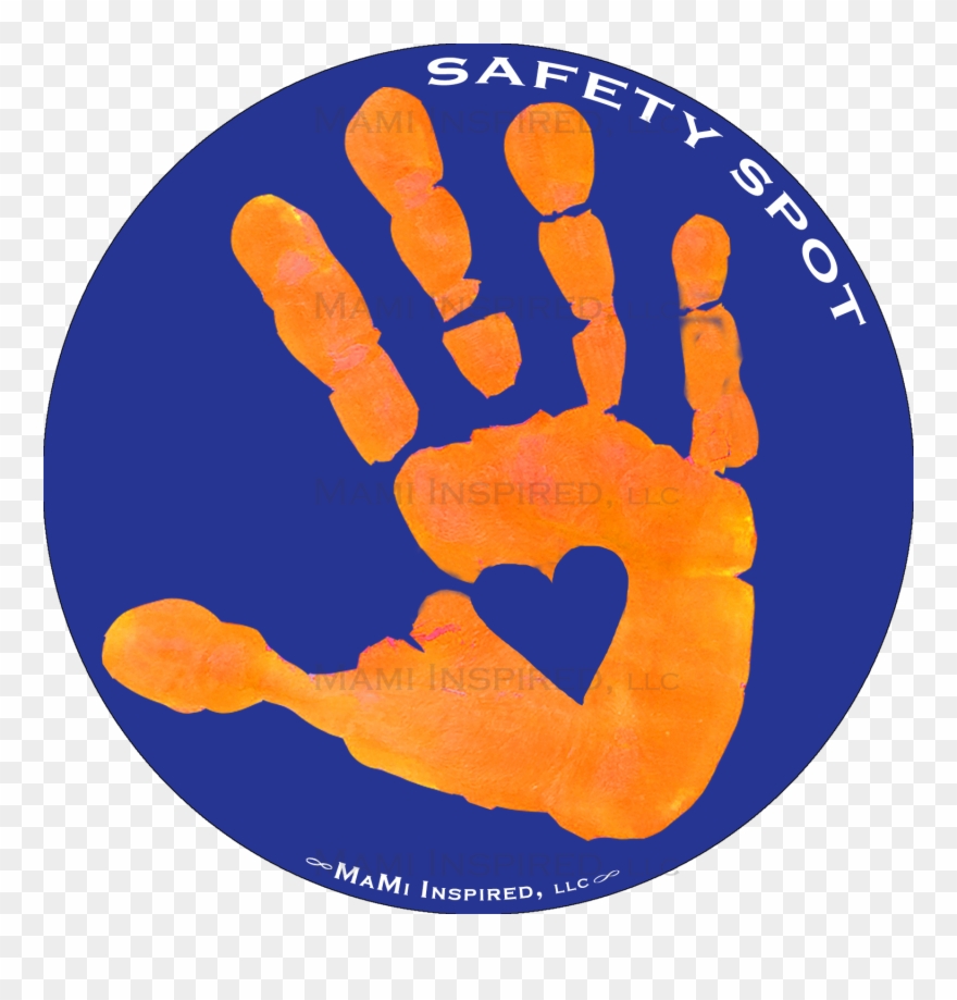 Safety Spot Orange Kids Hand Car Magnet Handprint Parking - Kids Hands On Car Parking Clipart
