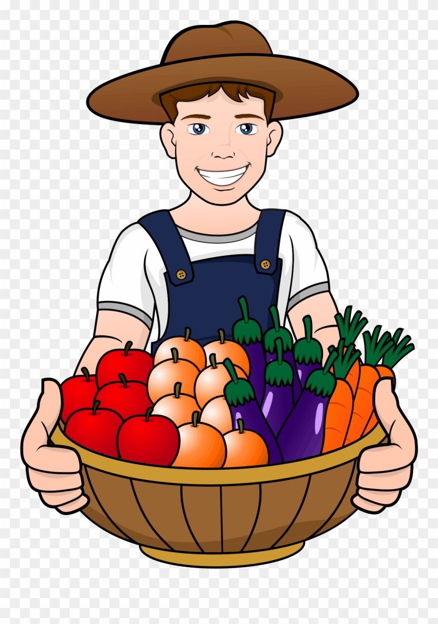 A Men Have Fruits And Vegetables In The Basket - Music Producer Clipart