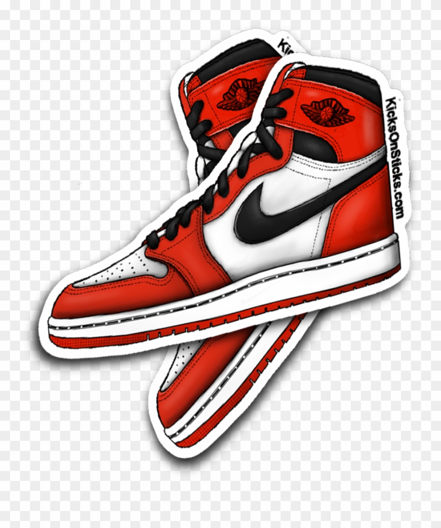Jordan 1 "chicago" Sneaker Sticker - Nike Air Jordan I Clipart