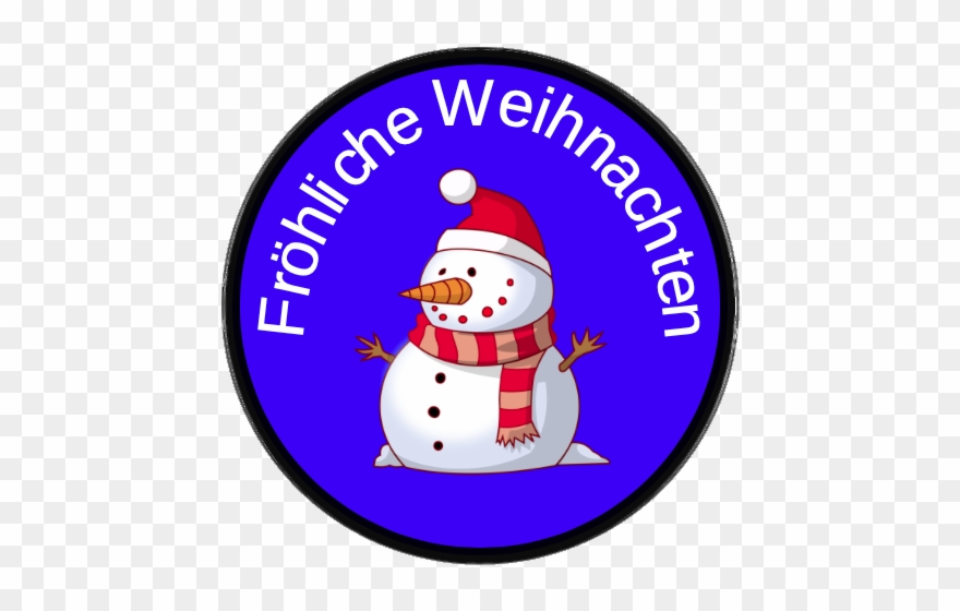 Fröhliche Weihnachten Sticker - Very Cute Cartoon Snowman In Santa Hat Clipart