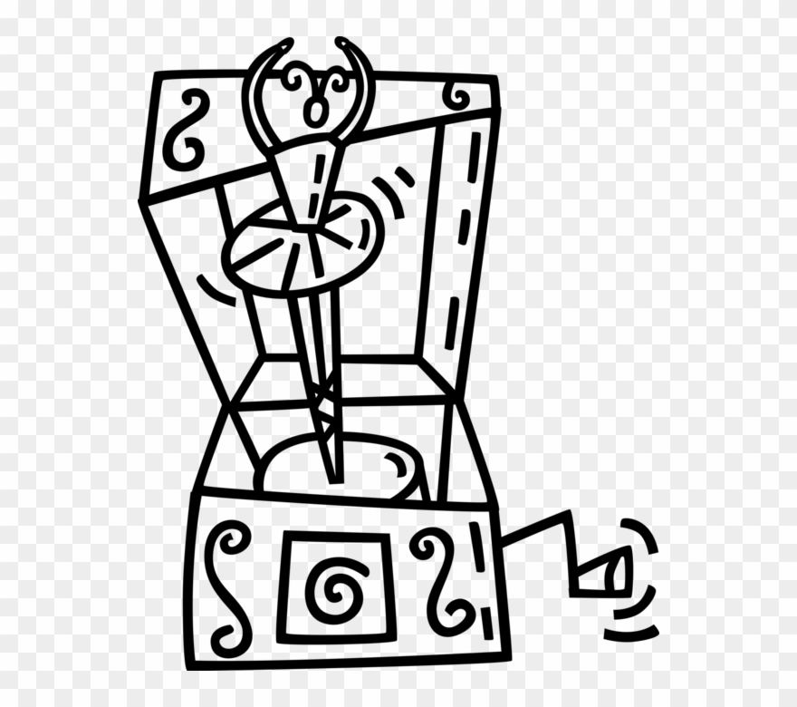 Vector Illustration Of Music Box With Dancing Ballet - Music Box Line Art Clipart