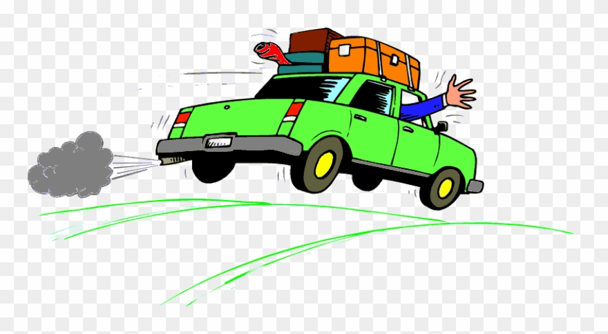 Family Car Trip - Car Driving Away Clip Art - Png Download