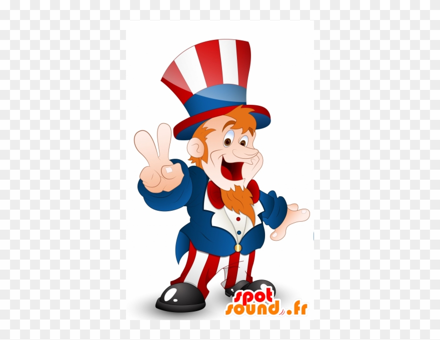 Mascot Uncle Sam, Dressed In The Colors Of America - Fourth Of July Coloring Book For Kids - Celebrate America! Clipart