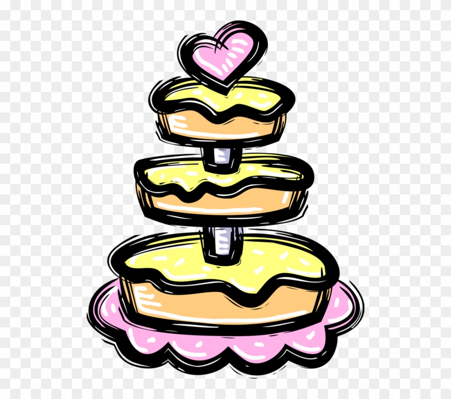 Vector Illustration Of Three-tiered Wedding Cake Traditional - Cake Clipart