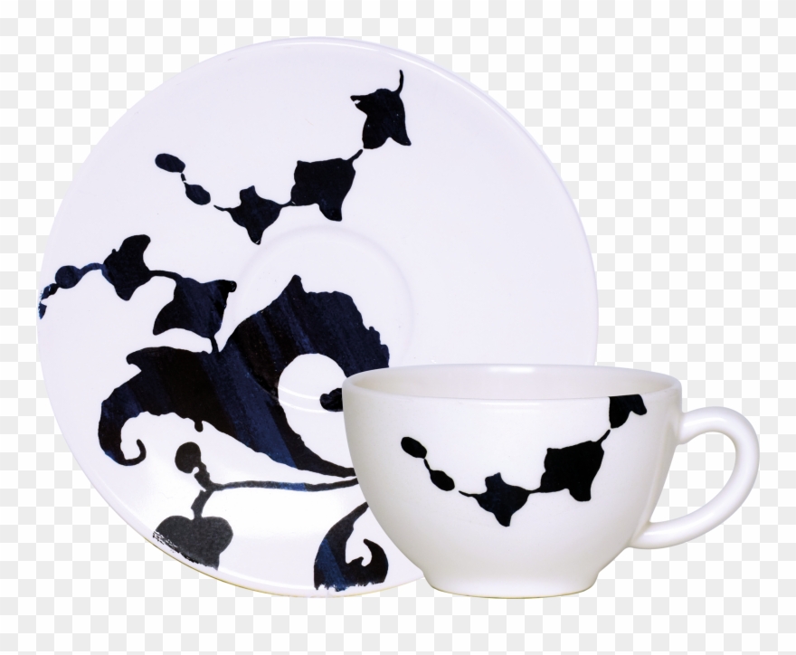 2 Tea Cups And Saucers - Garance Square Candy Tray - White/red - Gien Clipart