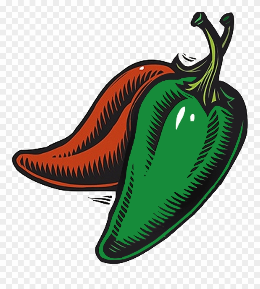 Red N Green Chili Woodcut - Green Chile Gif Transparent Clipart